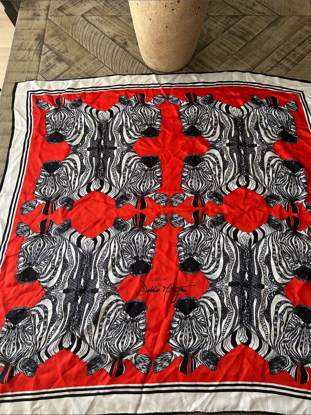 Red Zebra Print Silk-Feel Scarf by